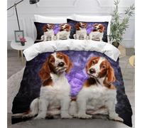 MEVASA King Bedding Set English Springer Spaniel 3d Printed Girls Boys Adults Soft Microfiber Fluffy Breathable Kingsize Duvet Cover Set Cute Puppy Bedding King Size with 2 Pillow Cases /230x220