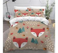 MEVASA King Bedding Set Fox 3d Printed Girls Boys Adults Soft Microfiber Fluffy Breathable Kingsize Duvet Cover Set Cute Cartoon Fox Bedding King Size with 2 Pillow Cases /230x220