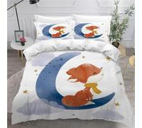 MEVASA King Bedding Set Fox Cartoon 3d Printed Girls Boys Adults Soft Microfiber Fluffy Breathable Kingsize Duvet Cover Set Moon Bedding King Size with 2 Pillow Cases /230x220