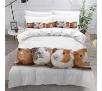 MEVASA King Bedding Set Guinea Pig 3d Printed Girls Boys Adults Soft Microfiber Fluffy Breathable Kingsize Duvet Cover Set Cute Guinea Pig Bedding King Size with 2 Pillow Cases /230x220