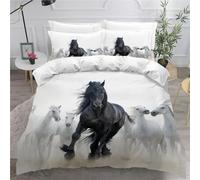 MEVASA King Bedding Set Horse 3d Printed Girls Boys Adults Soft Microfiber Fluffy Breathable Kingsize Duvet Cover Set Running Horse Bedding King Size with 2 Pillow Cases /230x220