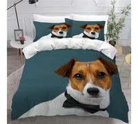 MEVASA King Bedding Set Jack Russell Terrier 3d Printed Girls Boys Adults Soft Microfiber Fluffy Breathable Kingsize Duvet Cover Set Animals Dogs Bedding King Size with 2 Pillow Cases /230x220
