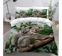 MEVASA King Bedding Set Koala 3d Printed Girls Boys Adults Soft Microfiber Fluffy Breathable Kingsize Duvet Cover Set Eucalyptus Bedding King Size with 2 Pillow Cases /230x220