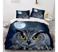 MEVASA King Bedding Set Owl 3d Printed Girls Boys Adults Soft Microfiber Fluffy Breathable Kingsize Duvet Cover Set Cute Animals Bedding King Size with 2 Pillow Cases /230x220