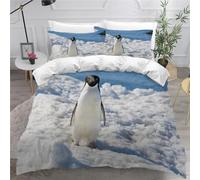 MEVASA King Bedding Set Penguin 3d Printed Girls Boys Adults Soft Microfiber Fluffy Breathable Kingsize Duvet Cover Set Antarctica Bedding King Size with 2 Pillow Cases /230x220
