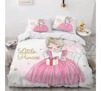 MEVASA King Bedding Set Princess 3d Printed Girls Boys Adults Soft Microfiber Fluffy Breathable Kingsize Duvet Cover Set Pink Princess Bedding King Size with 2 Pillow Cases /230x220