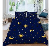 MEVASA King Bedding Set Sun And Moon 3d Printed Girls Boys Adults Soft Microfiber Fluffy Breathable Kingsize Duvet Cover Set Blue Bedding King Size with 2 Pillow Cases /230x220