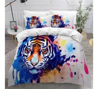 MEVASA King Bedding Set Tiger 3d Printed Girls Boys Adults Soft Microfiber Fluffy Breathable Kingsize Duvet Cover Set Graffiti Art Bedding King Size with 2 Pillow Cases /230x220