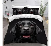 MEVASA Labrador Retriever Bedding Set - Microfiber Teen Bedding, Animal Black Dog 3D Bedding - 3Pcs Anti Allergic Double Duvet Cover Set with Zipper /200x200