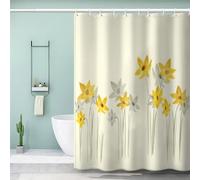 MEVASA Long Shower Curtains 220 Drop 3D Floral Shower Curtain 200x220 Home Decoration Yellow Bathroom Curtains Long Printed Shower Curtain Quick Dry