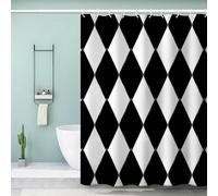 MEVASA Long Shower Curtains 220 Drop 3D Geometric Shower Curtain 200x220 Home Decoration Black White Plaid Bathroom Curtains Long Printed Shower Curtain Quick Dry