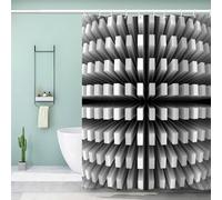 MEVASA Long Shower Curtains 220 Drop 3D Geometry Shower Curtain 200x220 Home Decoration Black White Plaid Bathroom Curtains Long Printed Shower Curtain Quick Dry
