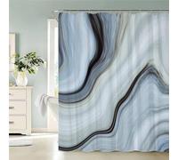 MEVASA Long Shower Curtains 220 Drop 3D Marble Shower Curtain 200x220 Home Decoration Light Blue Bathroom Curtains Long Printed Shower Curtain Quick Dry
