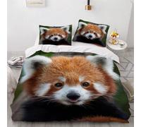 MEVASA Panda Bedding Set Microfiber Teen Bedding Cute Animal Red Panda 3D Bedding Set 3Pcs Anti Allergic Double Duvet Cover Set with Zipper /200x200