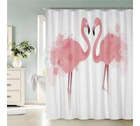 MEVASA Shower Curtain 180x180 Waterproof Shower Curtain Flamingo Bath Curtains for Shower Wet Room 3D Printed Pink Bird Shower Curtain Rust Proof Eyelets Quick-Drying