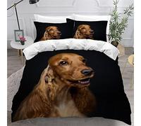 MEVASA Single Bed Kids Bedding Beautiful Cocker Spaniel Duvet Cover Set Kids Girls Teens Boys Single Bedding Dog Animal Black Fluffy Microfiber Hypoallergenic Single Duvet Cover 3 Pieces /135x200 cm