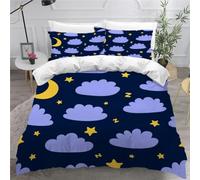 MEVASA Single Bed Kids Bedding Clouds Duvet Cover Set Kids Girls Teens Boys Single Bedding Blue Fluffy Microfiber Hypoallergenic Single Duvet Cover 3 Pieces /135x200