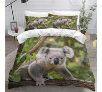 MEVASA Single Bed Kids Bedding Koala Duvet Cover Set Kids Girls Teens Boys Single Bedding Cute Koala Fluffy Microfiber Hypoallergenic Single Duvet Cover 3 Pieces /135x200