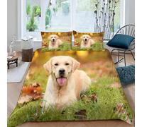 MEVASA Single Bed Kids Bedding Labrador Retriever Duvet Cover Set Kids Girls Teens Boys Single Bedding Pets Dogs Animals Fluffy Microfiber Hypoallergenic Single Duvet Cover 3 Pieces /135x200