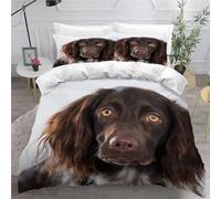 MEVASA Springer Spaniel Bedding Set - Microfiber Teenager Bedding Animals Dogs 3D Bedding Set for Small Double - Anti Allergic Double Duvet Cover Set with Zipper /200x200