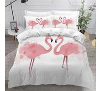 MEVASA Super King Size Duvet Cover Flamingo Pink White Bedding Ultra Soft Luxury Quilt Cover with Zipper King Size Bedding Sets 3 Pieces Easy Care 3D Comforter Cover /260x220