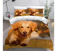 MEVASA Super King Size Duvet Cover Golden Retriever Cute Doganimal Bedding Ultra Soft Luxury Quilt Cover with Zipper King Size Bedding Sets 3 Pieces Easy Care 3D Comforter Cover /260x220