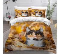MEVASA Super King Size Duvet Cover Kitten Cute Cat Bedding Ultra Soft Luxury Quilt Cover with Zipper King Size Bedding Sets 3 Pieces Easy Care 3D Comforter Cover /260x220
