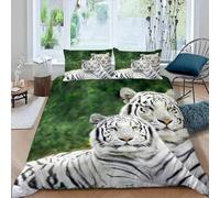 MEVASA Super King Size Duvet Cover Tiger Forest Animals Bedding Ultra Soft Luxury Quilt Cover with Zipper King Size Bedding Sets 3 Pieces Easy Care 3D Comforter Cover /260x220