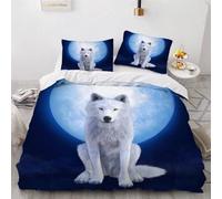 MEVASA Wolf Bedding Set - Microfiber Teen Bedding with 3D Forest Animal Wolf Pattern - Anti Allergic Double Duvet Cover Set with Zipper /200x200