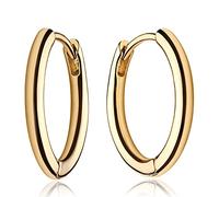 Mevecco 18K Gold Plated Huggie Earrings with Shining Cubic Zriconia Geometry Beads Star Hoop Earrings for Women