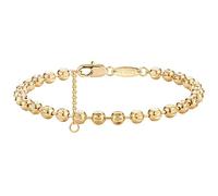 Mevecco Gold Beaded Bracelets,18K Gold Plated Handmade Cute Satellite Diamond Cut Oval and Round Beads Rope Chain Dainty Bracelet for Women