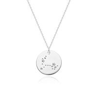 Mevecco Gold Necklace Coin Disc Zodiac 12 Constellation Star Connected Engraved Horoscope Sign Astrology Pendant 18K Gold Plated Chain Dainty Personalized Simple Jewelry