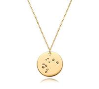 MEVECCO Gold Necklace Coin Disc Zodiac 12 Constellation Star Connected Engraved Horoscope Sign Astrology Pendant 18K Gold Plated Chain Dainty Personalized Simple Jewelry, Standard, Brass, Cubic