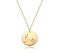 Mevecco Gold Necklace Coin Disc Zodiac 12 Constellation Star Connected Engraved Horoscope Sign Astrology Pendant 18K Gold Plated Chain Dainty Personalized Simple Jewelry