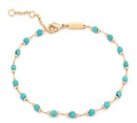 Mevecco Gold Round Turquoise Beaded Bracelets,14K Gold Plated Handmade Cute Dainty Bracelet for Women, M, Brass, no gemstone