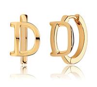 MEVECCO Initial Huggie Hoop Earrings 18K Gold Filled Letter Dainty Simple Alphabet Initials A-Z 26 Letter Hoop Earrings Personalized Charm Tiny Minimalist Initial Jewelry for Her, Brass, No Gemstone