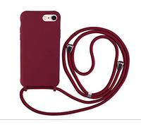 MEVIS Compatible for iPhone 6/6S/7/8 Plus Case,Silicone TPU Phone Case Lanyard Cover-red