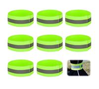 Mevore Reflective Arm Bands,8PCS Self-Adjustable Reflective Running Gear,Enhanced Visibility for Night Running Cycling Dog Walking, 35 cm Length Fluorescent Green Armbands