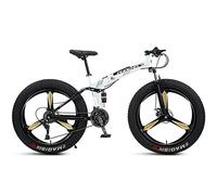MEVZHH 26 inch Mountain Fat Tire,4-Inch Wide Knobby Tires Outdoor Cycliroad, Domineemens Women Foldable Beach Snow Mountain Bicycle, Dual-Suspension,Orange 5 Spoke,21 Speed/White 3 Spoke/21 Sed