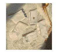 MEVZHH 5 Pairs Jkiform Socks Teen Girl Preppy Embroidery Cute Girly Soft Sister Color All-Match Heap Heap Socks Women Five Pairs/White/Size