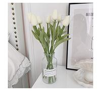 MEVZHH Artificial Flowers,10 Pcs Faux Tulips Real Touch Tulip for Diy Wbouquets Centerpieces Bridal Shower Party Homearrangement Decorations Fake Flowers/White