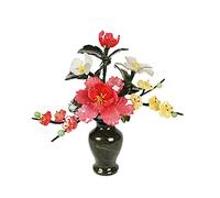 MEVZHH Artificial Flowers,Artificial Plants Artificial Bonsai Simple Jade Vase Decoration Bonsai Chinese Style Faux Potted Plant for Home Office Decor Desktop Display Simulation Tree