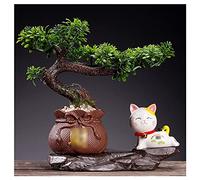 MEVZHH Artificial Flowers, Artificial Plants Fake Tree Welcomipine Bonsai Simulation Plant Ornaments Artificial Green Plants Zen Ornaments Italian Liviroom Indoor Desktop Potted Plants Simulation Tree