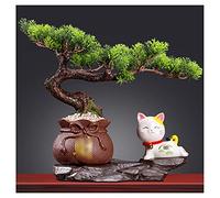 MEVZHH Artificial Flowers, Artificial Plants Fake Tree Welcomipine Bonsai Simulation Plant Ornaments Artificial Green Plants Zen Ornaments Italian Liviroom Indoor Desktop Potted Plants Simulation Tree