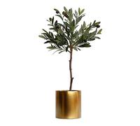 MEVZHH Artificial Flowers,Artificial Potted Artificial Olive Tree in Decocontainer Faux Tree Plant Fake Olives Leaf Large Home Floor Artificial Green Plant Potted ,2.3-Feet Artificial Plants/Den Pots
