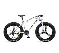 MEVZHH Carbon Steel Beach Snow Outdoor 26 inch Mountain for Boys Girls Mens and Womens Hardtail Disc Brakes Orange Spoke Adult Fat Tire Mountain Bicycle/White 3 Spoke/21 Sed