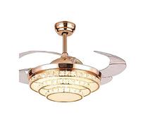 MEVZHH Ceilifans Withps,European Led Crystal Stealth Fan Light 36W Home Liviroom Diniroom Ceilifan Light with Remote Control