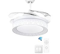 MEVZHH Ceilifans Withps,Restaurant Remote Control Modernmalist Led Liviroom Bedroom Home Silent Ceilifan, Quality Assurance Dual Control Switch/White Light/36 Inches