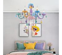 MEVZHH Chandeliers,Child Room Crystal Hangingp Warm Light Rainbow Candles Adjustable Height Led Girls Childrenp E14 6-Light Head Modern Decoration Hangilighti69 cm