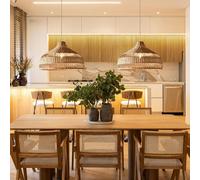 MEVZHH Chandeliers,Handmade Woven Led Light Natural Wicker Hangilight Height Adjustable E27 Light for Farmhouse Liviroom Dinitable Kitchen/Natural/50Cm